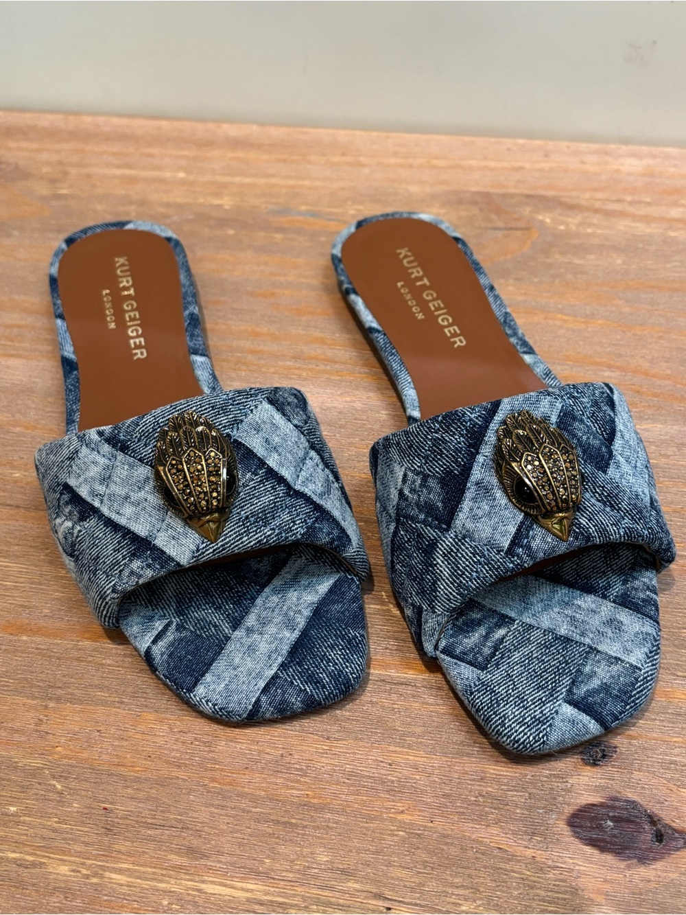 Kurt Geiger London Kensington denim slide sandals 39/8.5